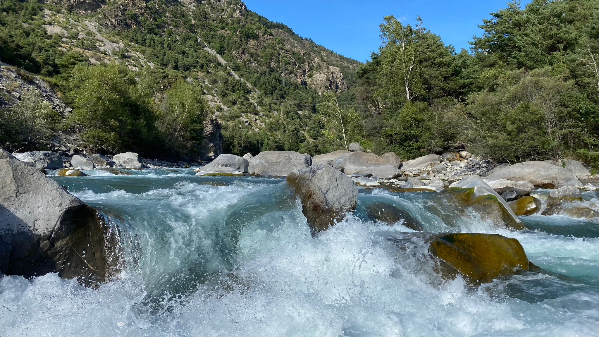 Découverte de la nature en rafting sur l'Ubaye au Printemps